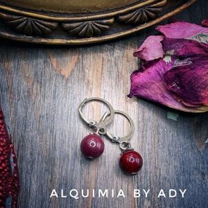 SIMPLE + Red TURQUOISE and Bronze Earrings